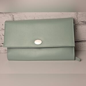 Mint Green Travel Jewelry Organizer Clutch Case with Zipper & Snap Closures